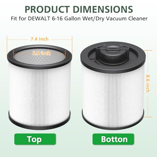 DXVC6910 Cartridge Filter for DEWALT 6-16 Gallon Wet/Dry Vac, 2-Pack - color: DXVC6910 White