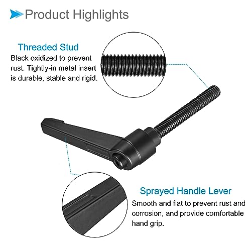 Clamping Lever Handles, M8 x 60mm Male Thread, Adjustable Quick Release Locking Rotating Bolt Knobs Black - (Applications: for Lathe Machinery), 3-Pieces - size: M8 x 60mm
