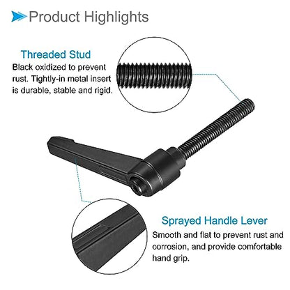 Clamping Lever Handles, M8 x 60mm Male Thread, Adjustable Quick Release Locking Rotating Bolt Knobs Black - (Applications: for Lathe Machinery), 3-Pieces - size: M8 x 60mm