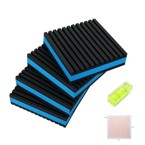 4P Anti Vibration Pads 4'' X 4'' X 7/8" Sound Isolation Ribbed Rubber Mats with EVA Center, Heavy Duty Vibration Isolation Pads for Air Compressos, Conditioner, Treadmill, HVAC Washer Dryer