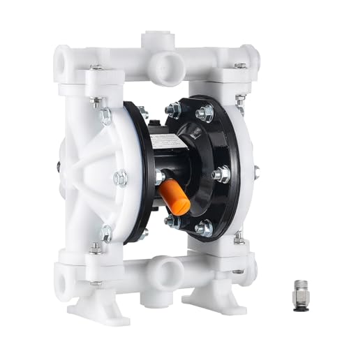 VEVOR Air Operated Double Diaphragm Pump, 4.4 GPM, 1-1/2 inch Inlet & Outlet Pneumatic Waste Oil Transfer Pump, Max 100 PSI, Polypropylene Body, Air-Operated for Diesel, Grease, Kerosene, Gasoline - style: 1-1/2 inch 4.4GPM Polypropylene