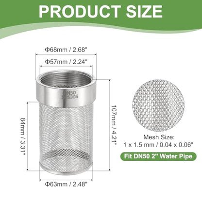 uxcell 2 Inch 304 Stainless Steel Filter Head, Hose Suction Strainer - size: 2" (DN50)