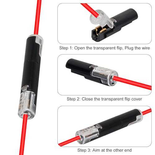 AITRIP 100PCS Single Wire Connector, 1 Wire Plug in Connector with Locking Buckle,No Wire Tripping Solderless for LED Lights, DIY Projects - color: 100PCS
