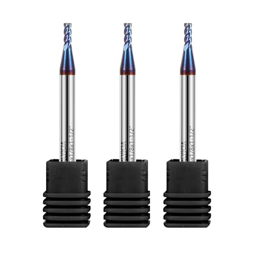 3PCS 1/16" 4 Flute End Mills Set for Stainless Steel (Nano-Coated) - size: 1/16 in