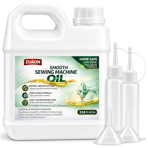 33.8oz Sewing Machine Oil Kit, Machine Lubricating Oil with Refill Bottles and Funnels for Sewing Machines Moving Parts, Sergers, Overlock, Embroidery Machines, Textile Machines, Sewing Supplies - size: 32oz