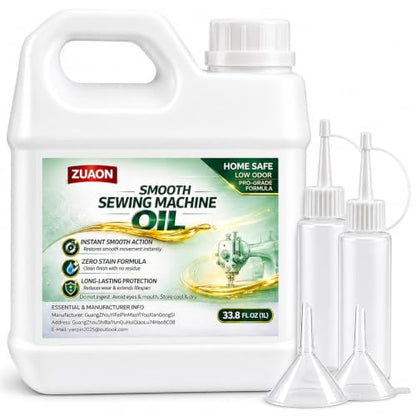 33.8oz Sewing Machine Oil Kit, Machine Lubricating Oil with Refill Bottles and Funnels for Sewing Machines Moving Parts, Sergers, Overlock, Embroidery Machines, Textile Machines, Sewing Supplies - size: 32oz