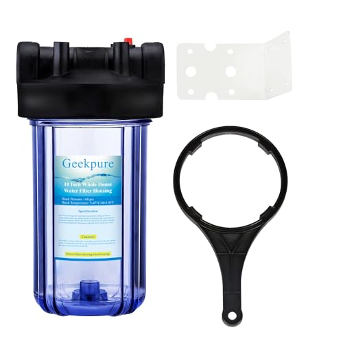 Geekpure 10-Inch Whole House Water Filter Housing-4.5"x10"-Clear (1)