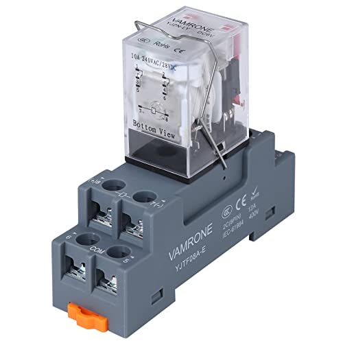 Electromagnetic Power Relay, 8-Pin 10A 6 DC Relay Coil with Socket Base, LED Indicator, DPDT 2NO 2NC - MY2NJ [Applicable for DIN Rail System] - color: 8 Pin, size: DC 6V