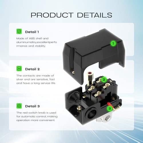 Air Compressor Pressure Switch Control Valve, cnaodun 90-120 PSI Air Compressor Switch Equips Four-Port Pressure Regulator Gauge 1/4 NPT Thread - style: 4-port 90-120PSI with Control Valve