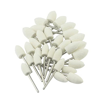 30 Pcs Wool Felt Polishing Bits, 3/32'' Shank Cone Shape Wool Polishing Points for Rotary Tool (8mm,10mm,12mm)