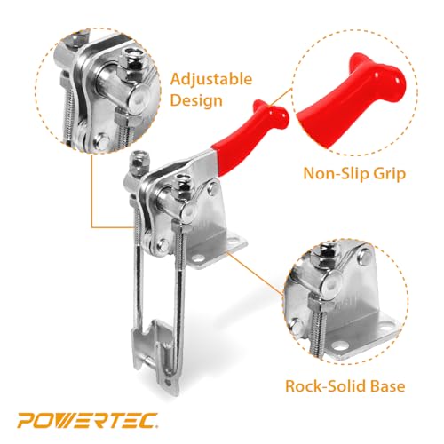 POWERTEC 20346 4PK Toggle Clamps w/Adjustable U Bolt Latch, 90 Degree Vertical (40344) and Self-Lock (40341), 2 of Each, for Woodworking Jigs & Fixtures, Smoker, Tire Carrier, Tool Box, Cabinet - size: 40344+40341, 4PK