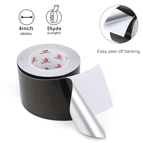 BOMEI PACK Black Aluminum Tape - HVAC Sealing & Patching Hot & Cold Air Duct Tape - 4 Inch - size: 4 Inch