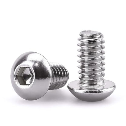 1/4-20 x 1/2" Button Head Socket Cap Bolts Screws, 304 Stainless Steel 18-8, Allen Hex Drive, Bright Finish, Fully Machine Thread, Pack of 25 - size: 1/4-20 x 1/2