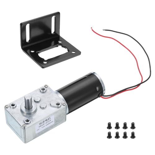 MECCANIXITY DC 12V High Torque Turbine Worm Geared Motor with 8mm Shaft 400RPM Geared Motor with Wire for Electric Fireplace - style: 400 RPM