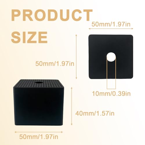 4 Pack 2×2×1.6 Inch Thick Rubber Anti-Vibration Pads & Shock Absorbing Pads - size: 50X50X40mm