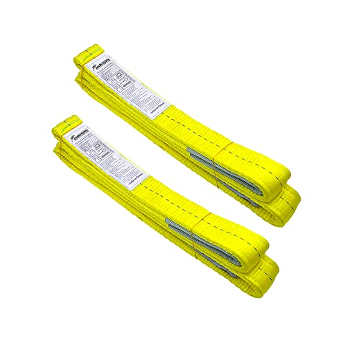 2" x 3’ Poly Web Sling Lifting Strap for Rigging Moving Towing Hoisting Work Gear, Pack of 2