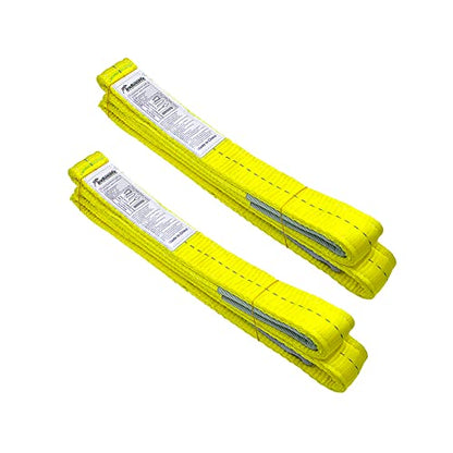 2" x 3’ Poly Web Sling Lifting Strap for Rigging Moving Towing Hoisting Work Gear, Pack of 2