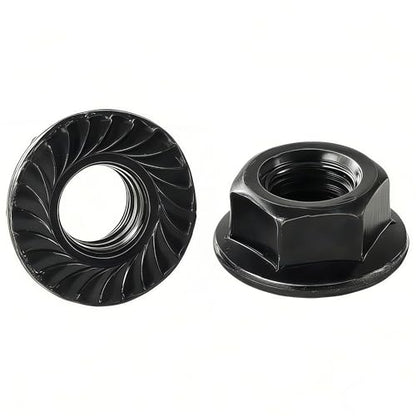 M10x1.5mm Metric Serrated Hex Flange Nuts, Grade 10.9 Alloy Steel, Heat Treated, Black Oxide Finish, 10PCS - color: Black, size: Black M10x 1.5mm