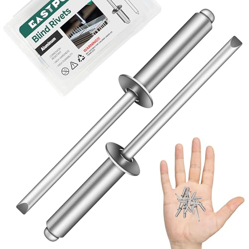 300 Pcs 1/8" x 3/8" Aluminum Blind Pro Rivets, 3.2 x 10mm Pop Rivets, 1/8 Rivet Aluminum Grip and Steel Mandrel - color: Silver, size: 1/8" x 3/8"