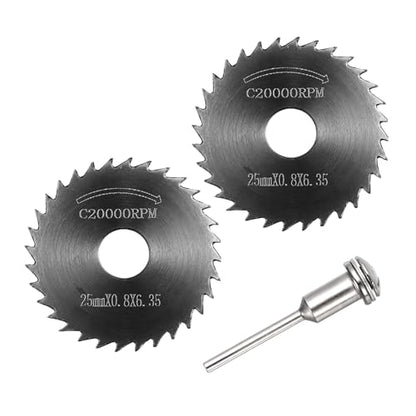 Cutting Wheel Set 2Pcs 0.98" 25mm Diameter HSS Circular Saw Blades - color: Black, size: 0.98"(25mm) Diameter, 0.13"(3.2mm) Round Shank
