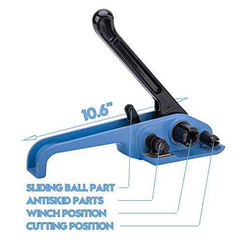MYFAMIREA Heavy Duty Poly Strapping Tensioner Sealer and Cutter Manual Packing Tools Kit for 1/2"-3/4" Width Polyester Polyproplyn Strap(Sky Blue) - style: Tensioner-Sky Blue