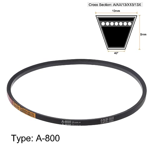 HARFINGTON A-800 V-Belts Drive Belt 800mm Inner 13mm Width 8mm Thickness Girth Rubber for Power Transmission - size: 800mm