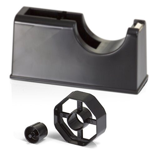 Officemate 2-in-1 Heavy Duty Tape Dispenser 1-Inch and 3-Inch Core, Black (96699) (Pack of 12) - size: (Pack of 12)