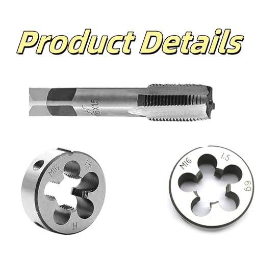 M16 x 1.5 Tap and Die Set, Metric Tap and Round Die Right Hand Fits for Screw Bolt Thread Repair and Tapping DIY Tool - size: M16-1.5mm
