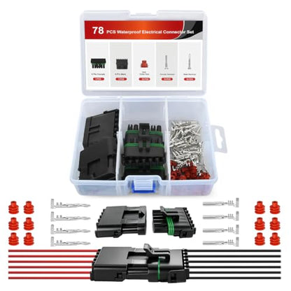 Nilight 78PCS 3 Kits 6 Pin Waterproof Automotive Electrical Connector Kit - size: 6Pin Spark Plug Connector 78PCS