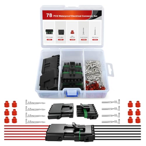 Nilight 78PCS 3 Kits 6 Pin Waterproof Automotive Electrical Connector Kit - size: 6Pin Spark Plug Connector 78PCS