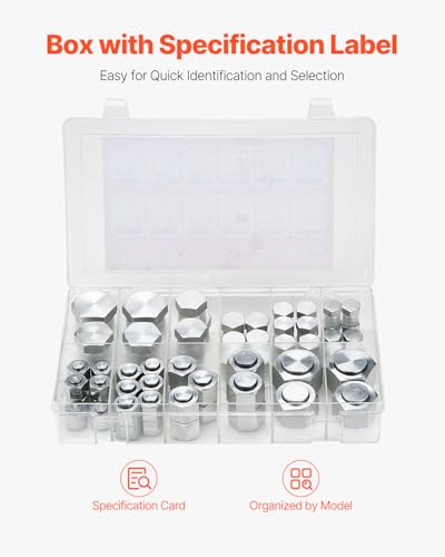 VEVOR 72 PCS ORFS Hydraulic Fittings, O Ring Face Seal Fitting Kit, Hydraulic Hose Tube and Pipe Fittings, Cap and Plug Set for Hydraulics, O Ring Assortment Kit Precision Thread, Sizes 4 6 8 10 12 16