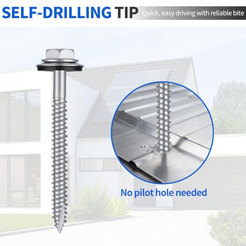 Kryonix Metal Roofing Screws #14 x 1 Inch, 330pcs, Ruspert Coating Screws - size: #14×1“