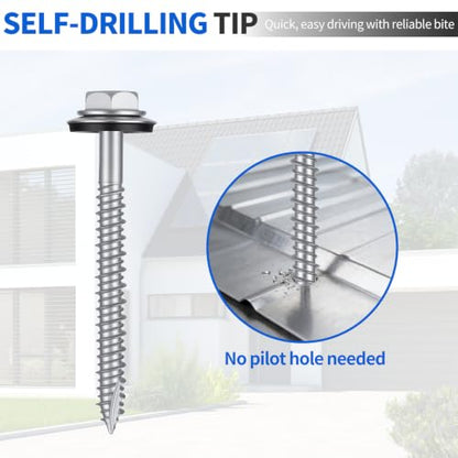 Kryonix Metal Roofing Screws #14 x 2-1/2", 330pcs, Ruspert Coating Screws - size: #14×2-1/2”