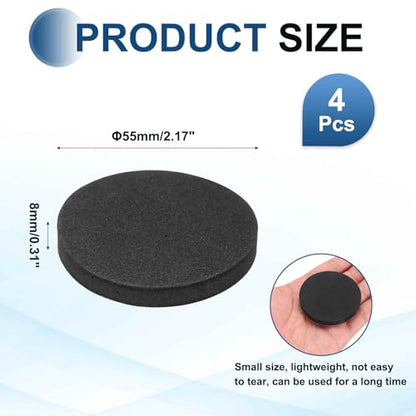 MECCANIXITY Single Sided Speaker Isolation Pads, 55mmx8mm Round Black Non Slip EVA Acoustic Foam Pads Feet Anti-Vibration Base for Decks Speaker Subwoofer HiFi Sound System, Pack of 4 - size: 55mmx8mm