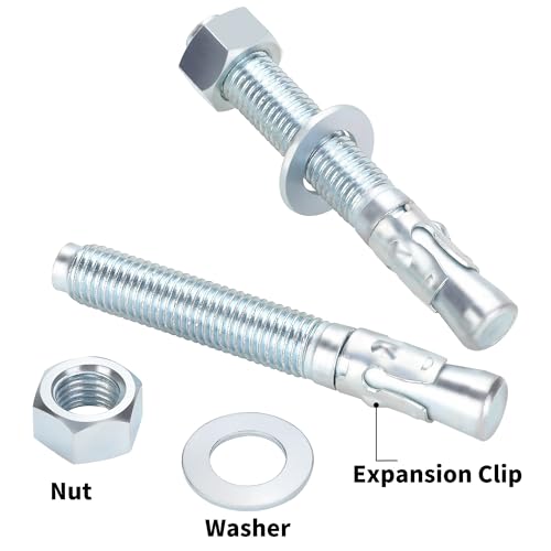 3/4" x 5-1/2" Concrete Anchor Bolts, 20PCS Zinc-Plated Carbon Steel Wedge Anchor