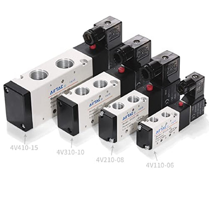 Solenoid Valve AC110V AirTAC 4V210-08 1/4"PT Pneumatic Air 2 Position 5 Way Electric Single Coil Pilot-Operated - size: 1/4"PT, style: 4V210-08 AC110V