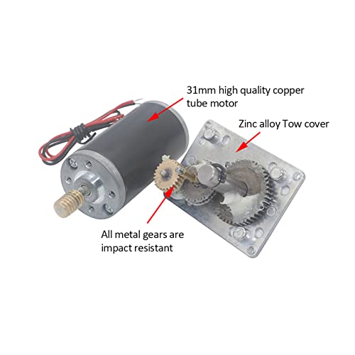 YWBL-WH DC 12V Gear Motor High Torsion Speed Reduce Electric Motor Reversible Gear Motor 8mm Shaft (12V 200RPM), Geared Motor - size: 12V 200RPM
