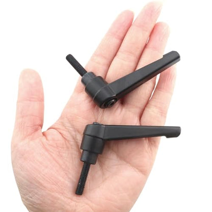 6PCS M5x20x20mm Adjustable Handle Clamping Lever Handles Black Oxidized Carbon Steel Threaded Male Studs Quick Release Ratchet Bolt Knobs for Component Fixing