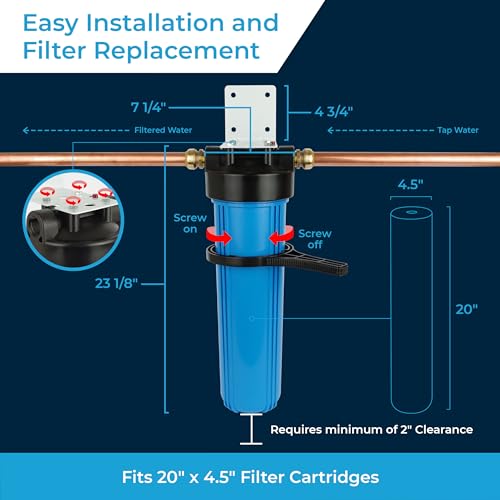 SpiroPure Water Filter Housing 20" BB 20x4.5 150233 150467 150235, 1" NPT - size: 20" x 4.5", 1" NPT
