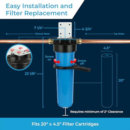 SpiroPure Water Filter Housing 20 inch / 20 x 4.5/20" BB / 20x4.5, 3/4" NPT - size: 20" x 4.5", 3/4" NPT