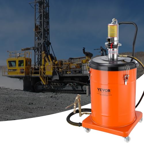 VEVOR Grease Pump, 10.5 Gallon Air Grease Pump with 13 ft High Pressure Hose and Grease Gun, 40L Pneumatic Grease Pump with Wheels, Portable Lubrication Grease Pump - style: 10.5 Gallon