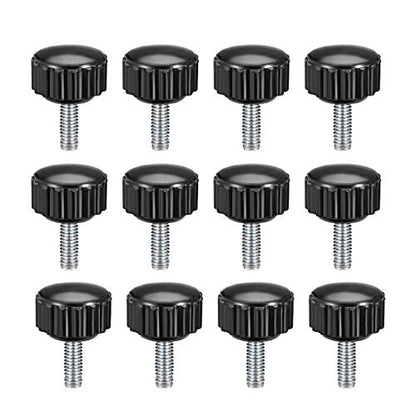 uxcell M4 x 10mm Metric Male Thread Knurled Clamping Knobs Grip Thumb Screw on Type Plastic Threaded Hand Bolt Knobs Black 12 Pcs - size: M4 x 10