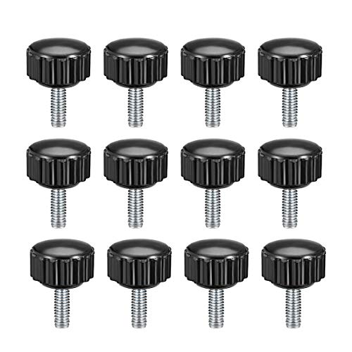 uxcell M4 x 10mm Metric Male Thread Knurled Clamping Knobs Grip Thumb Screw on Type Plastic Threaded Hand Bolt Knobs Black 12 Pcs - size: M4 x 10