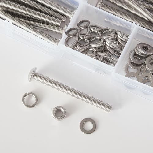 80 PCS M6 x 30mm 35mm 40mm 45mm 50mm, Button Head Socket Cap Screws Bolts Washers Nuts Assortment Kit, Stainless Steel 304, Metric Allen Hex Drive - size: Button M6x30/35/40/45/50 mm