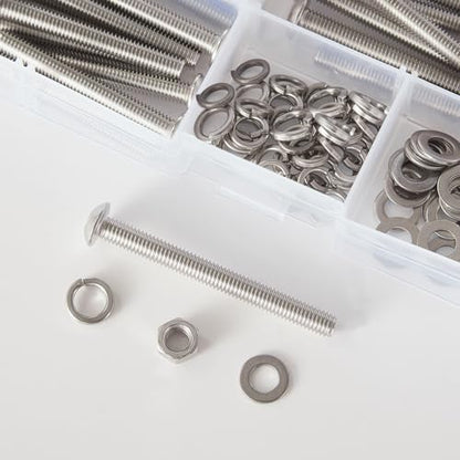 80 PCS M6 x 30mm 35mm 40mm 45mm 50mm, Button Head Socket Cap Screws Bolts Washers Nuts Assortment Kit, Stainless Steel 304, Metric Allen Hex Drive - size: Button M6x30/35/40/45/50 mm