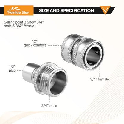 Twinkle Star Pressure Washer Adapter Set, Stainless Steel, 8 Sets - color: Stainless Steel, size: 8 Sets