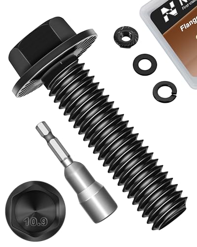 M8 x 30mm Flanged Hex Head Bolts and Nuts, External Flange Hex Drive Screws, Class 10.9 Black Zinc Plated Alloy Steel, M8x1.25 Bolts for Pump, Fix Car, DIY Project (10Sets) - color: Black, size: M8 x 30mm