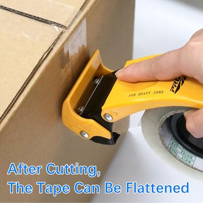 Packing Tape Dispenser Gun 2-Inch, 2 Pack Metal Tape Gun with Safety Protection, 3-Inch Inner Paper Core - color: Yellow+yellow