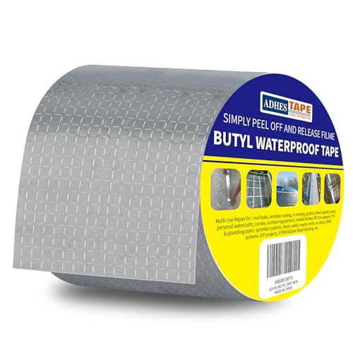 ADHES Butyl Tape Waterproof Tape Aluminum Foil Tape Sealant Tape - color: Grey, size: 4 inches x 16 feet