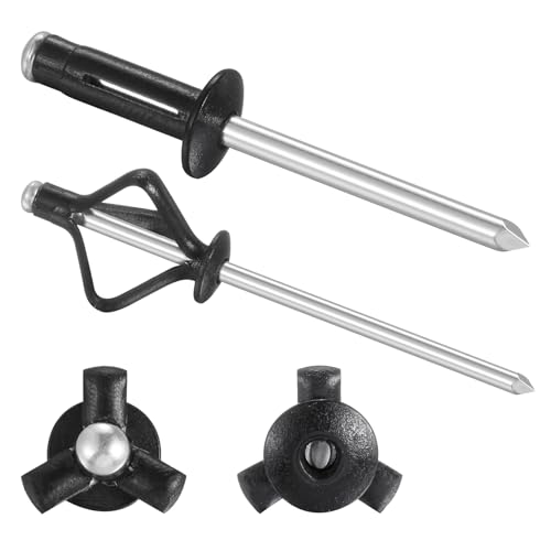 Wensilon (150 pcs) Tri-Fold Rivets Assortment 3/16 * 3/4，Tri Grip Rivets，Black Aluminum Blind Rivets Tri Grip Boat Kayak Rivets,Trifold Rivets，Bulb Style Rivets - color: Black, size: 3/16*3/4